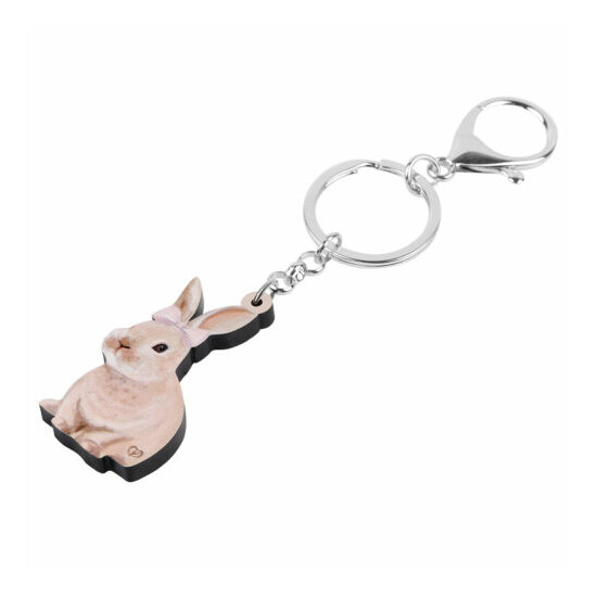 Easter Acrylic Headband Rabbit Hare Keychains Car Key Ring Charms Animal Jewelry image {3}