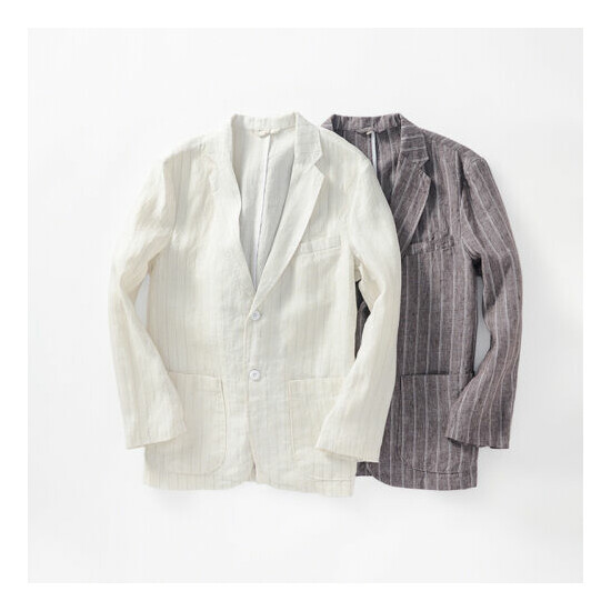2022 Summer Spring Linen Suit Jacket Linen Blazer Cardigan Party Casual Coat  image {2}
