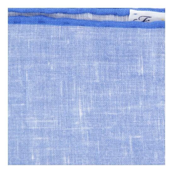 $100 Fiori Di Lusso Blue Solid Linen Pocket Square - x - (805) image {3}