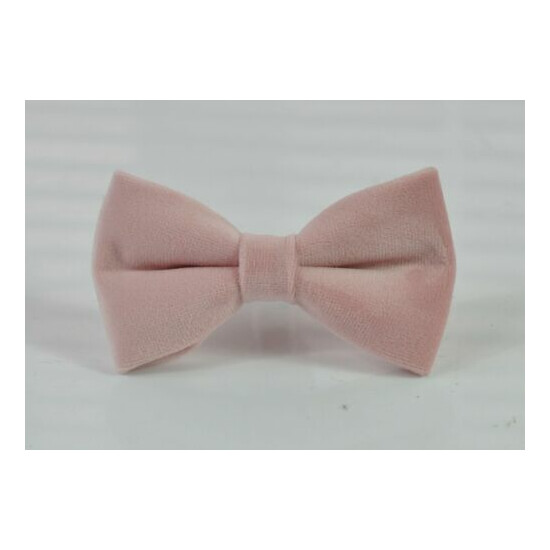 Blush Dusty Pink Velvet Bow tie + Brown Elastic Suspenders for Men / Youth / Boy image {2}