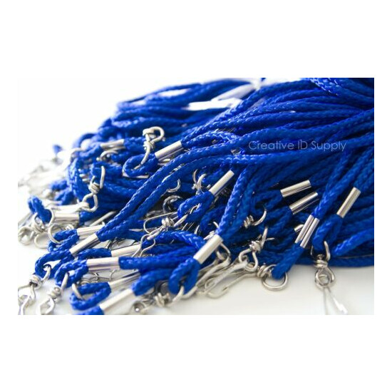 100 PCS NEW ROPE ROUND ID NECK LANYARDS WITH SWIVEL J HOOK - ROYAL BLUE COLOR image {3}