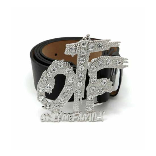 Hip Hop Style Collection Silver PT OTF Only The Family Buckle & Leather Belt  image {1}