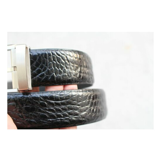 Luxury Black Real Alligator ,Crocodile Leather Skin MEN'S Belt - W 1.3 inch image {3}