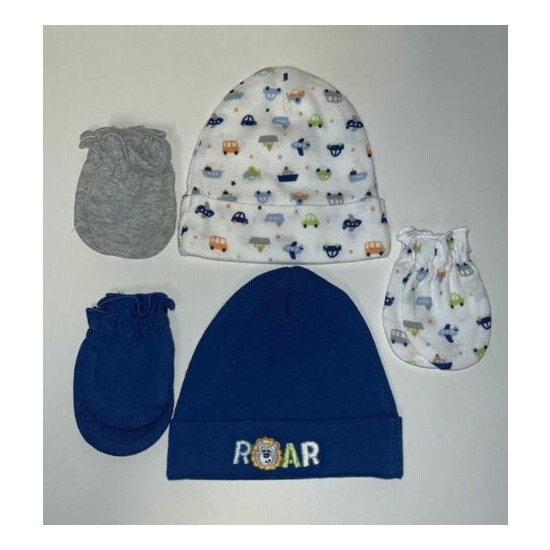 GARANIMALS Infants Hat / Gloves 5-pc Newborn Set, Multi image {2}