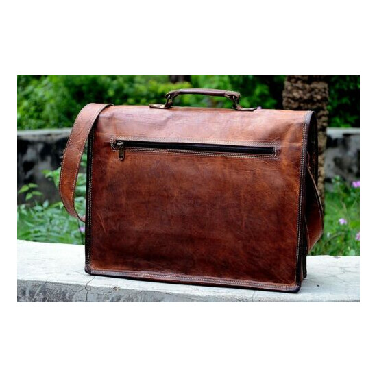 New Men's Real Leather Vintage Laptop Messenger Handmade Briefcase Bag Satchel Thumb {3}
