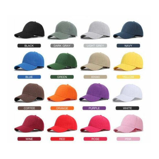 Baseball Caps Plain Hook-N-Loop Adjustable Sun Solid Color Blank Army Hat Cap image {2}