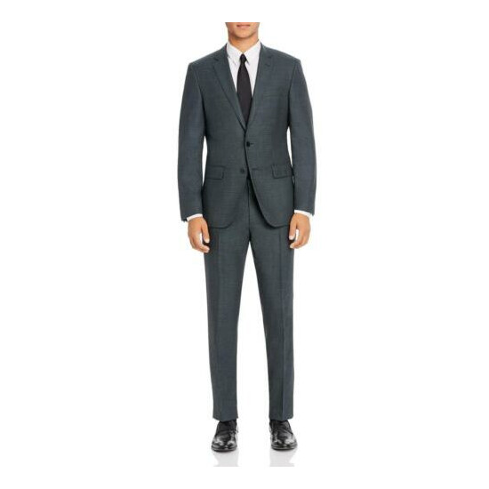 BOSS Hugo Boss Mens Green Wool 2 PC Slim Fit Two-Button Suit 44R 38W BHFO 1696 image {1}