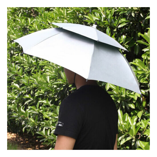 Fishing Umbrella Cap Hat for Hiking Camping Outdoor 2 Layer Foldable Sun Rain image {2}