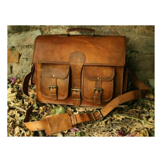 Men's New Genuine Vintage Leather Messenger Laptop Briefcase Satchel Brown Bag Thumb {4}