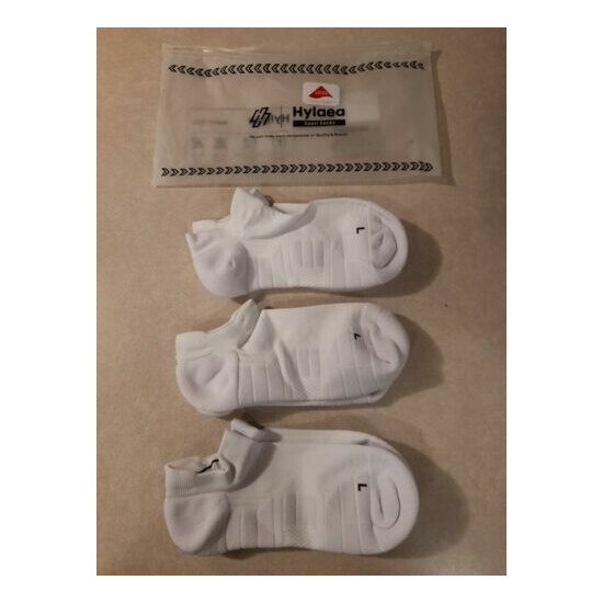 Hylaea 3-Pack Athletic Running Socks Cushion Padded Low Cut (Medium, White) image {1}