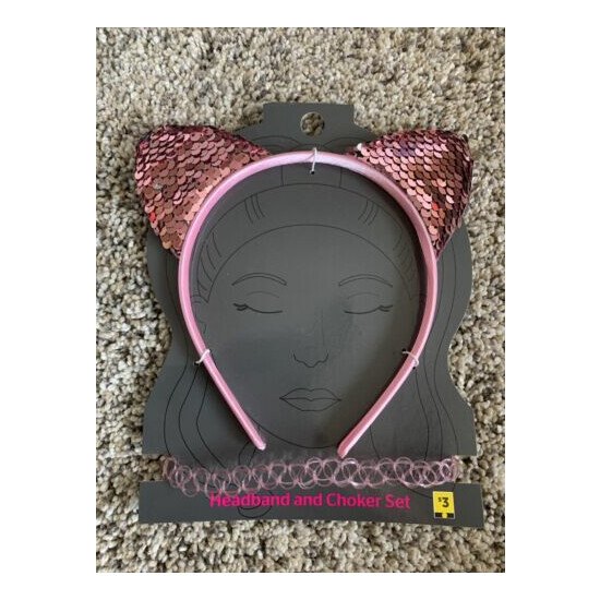 Girls Sequin Headband And Choker Set-pink image {4}