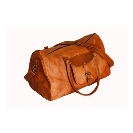 Men's genuine Leather large vintage duffle travel gym weekend overnight bag 20" image {2}