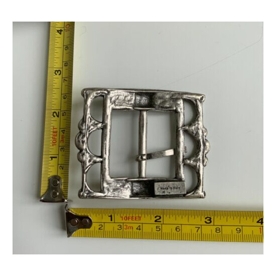 Rare, Vintage,old silver plaited Bespoke,centre bar belt buckle.Made in Italy. image {3}