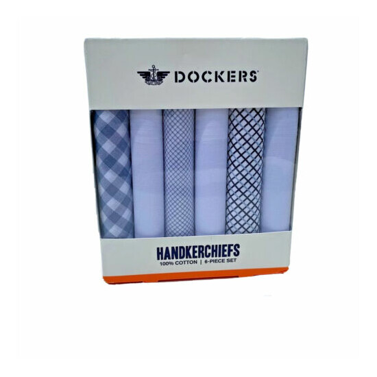 DOCKERS by Levi Strauss 6 piece handkerchief set mulit color pattern 100% cotton image {1}