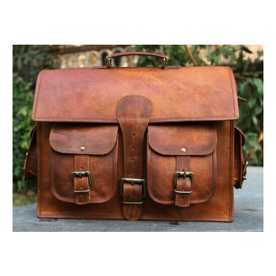 Men's New Genuine Vintage Leather Messenger Laptop Briefcase Satchel Brown Bag Thumb {3}