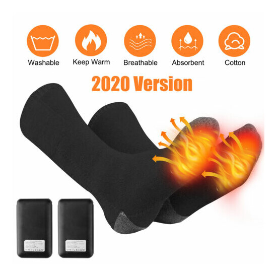 Rechargeable Heated Socks 4000mAh Battery Electric Socks Winter Foot Warmers USA image {2}