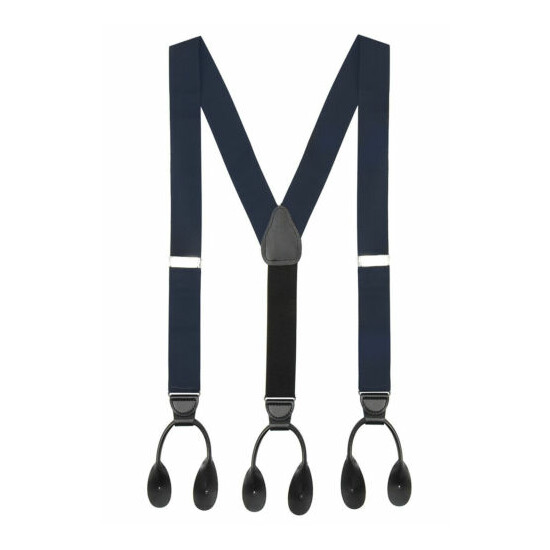 Suspenders Men–Y-Back Non-Stretch Adjustable Leather Trimmed Button End image {4}