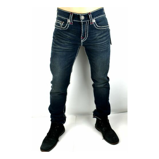 True Religion $219 Rocco Relaxed Skinny Multi Super T Jeans 32" Inseam - 105203 image {4}