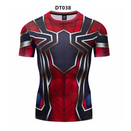 Men's T-shirts Superhero Compression Tee Gym Active Wear Fitness Tights Tops image {6}