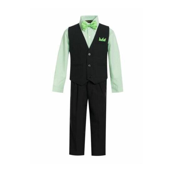 Formal Wedding Boy's Solid Vest and Pant Set 5-Piece with Tie, Hanky, Shirt  image {2}