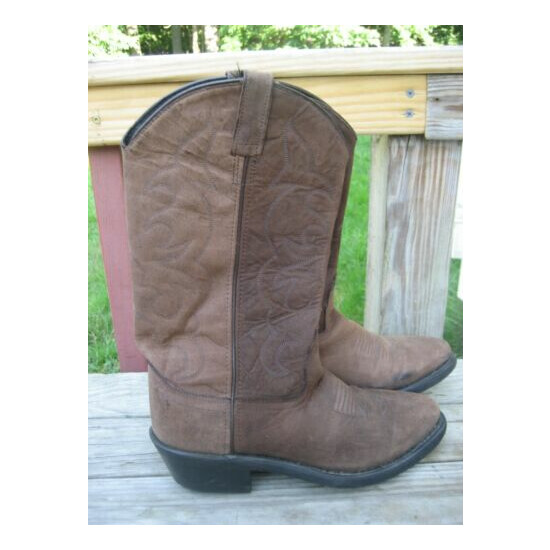 Old West-Brown-Suede-Cowboy Boots (Men7 D-Woman 9 W.Comfortable + Durable!  image {2}