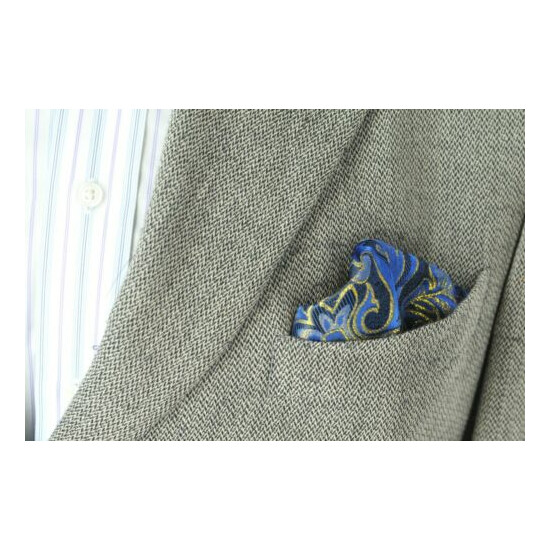 Lord R Colton Masterworks Bombay Navy Gold Floral Silk Pocket Square - $75 New image {3}