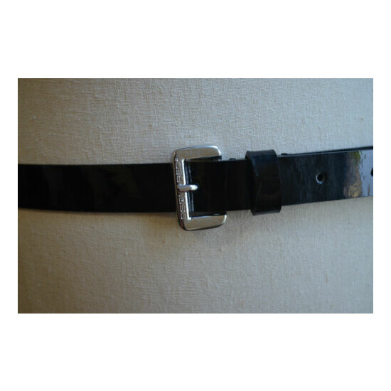 DSQUARED² RARE CLASSIC BLACK PATENT LEATHER THIN BUCKLE BELT S XL image {2}