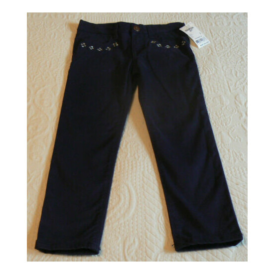 NEW Osh Kosh Super Skinny sz.5 Girls Navy Blue pants w/Bling front pockets NWT image {1}
