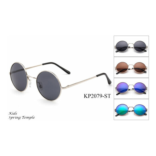 Kids Aviator Sunglasses Classic Round Boys Girls UV 100% Lead Free Spring Hinge image {1}