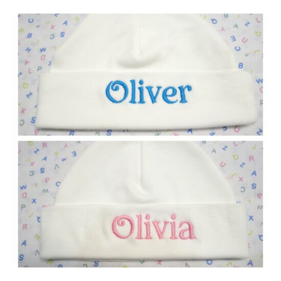 Personalised Baby Hat - Beanie, Any name embroidered. image {2}