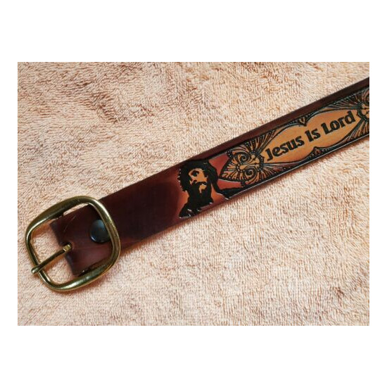  JESUS IS LORD genuine leather belt & buckle. image {3}