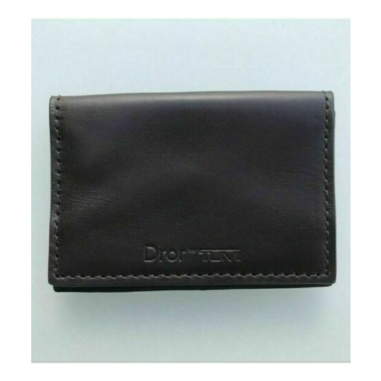 New Dror for Tumi black or Etro brown Merkin leather business card holder case  image {4}