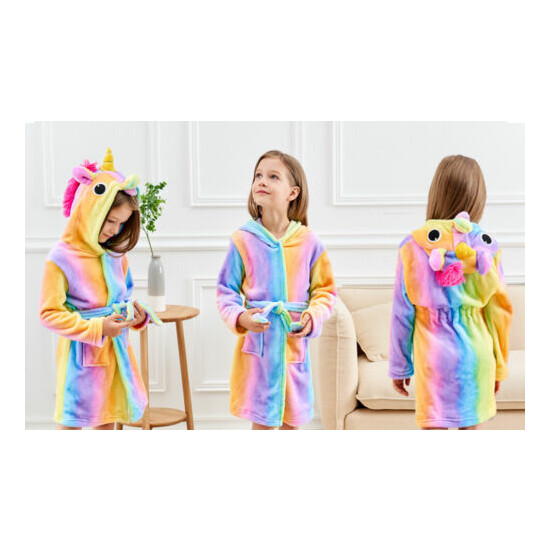 Soft Unicorn Hooded Bathrobe Sleepwear - Unicorn Gifts Loungewear(6-7year) image {3}