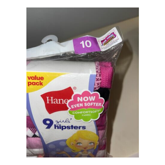Girls Hanes Tag Free Hipsters Underwear Pink Assorted 9 Pack Size 10 NEW image {3}