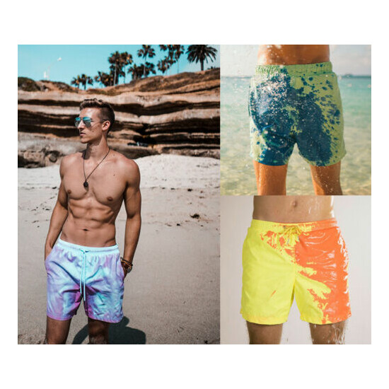 Men Summer Beach Sport Shorts Swimming Swimwear Trunks Board Pants Color Change image {1}