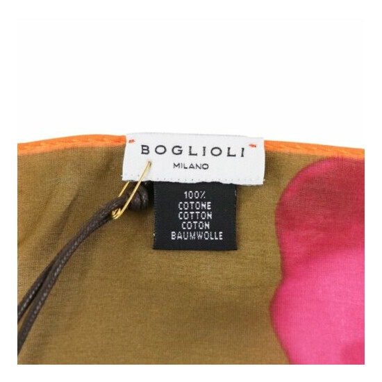 $155 NWT BOGLIOLI Pink Abstract Extrafine Cotton Handkerchief Pocket Square image {3}