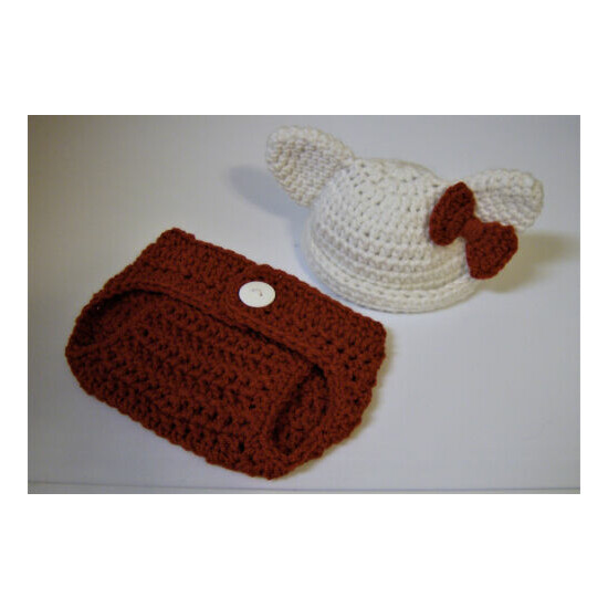 Newborn Baby "Hello Kitty" Hat and Diaper Cover-Hand Crochet-Photo Prop image {3}