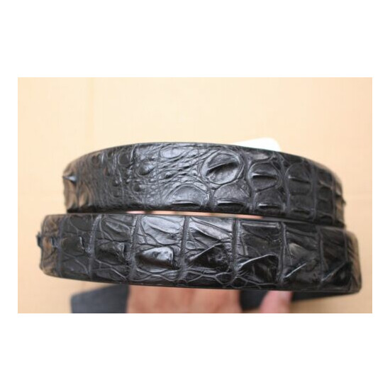 W 1.3" Luxury Black Genuine Alligator Crocodile Belt Skin Leather Men's  image {1}