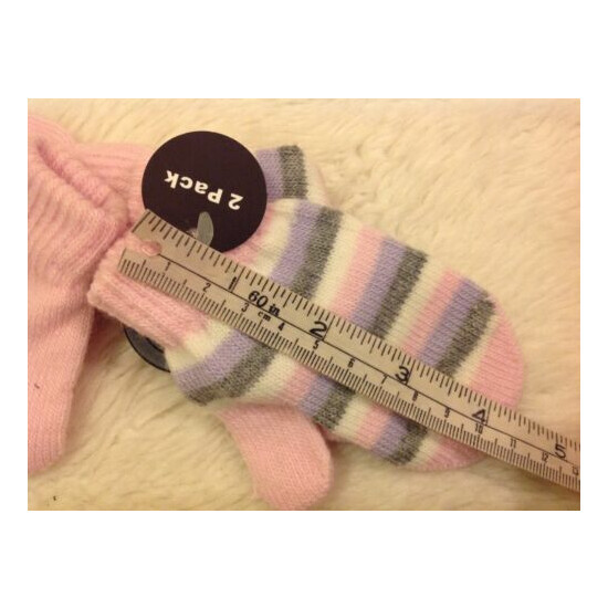 Early days pink white grey striped knitted scratch mitts mittens  image {3}