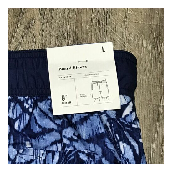 Goodfellow Sz L NWT Board Shorts Swimsuit ~ Blue ~ UPF 50+ ~ Stretchy Waist image {3}