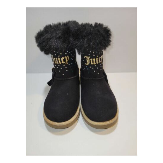 Juicy Couture Black w/Gold Fur Lined Booties, sz 10M girls image {1}