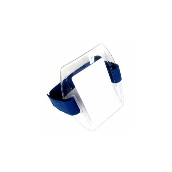 Arm Band Photo ID Badge Holder Vertical w/ Blue Strap - Pack of 100 image {1}