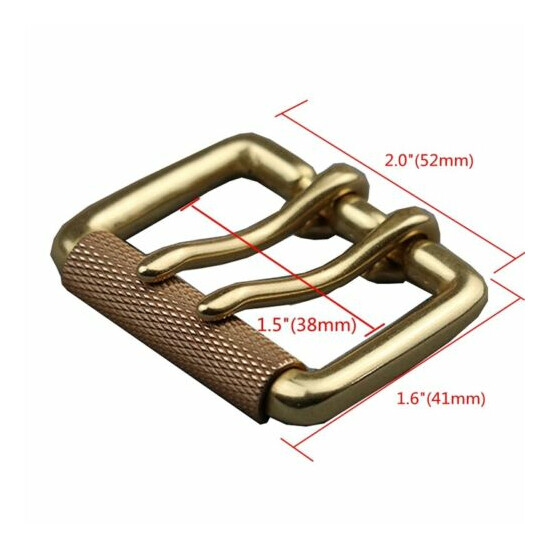 Heavy Duty Solid Brass Double Prong Roller Belt Buckle Fits 1.5" (38mm) Wide image {2}