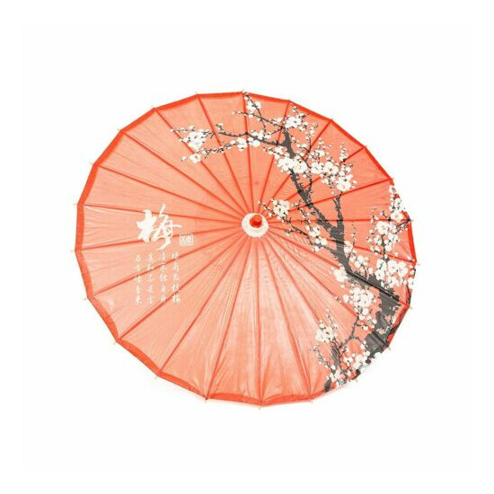 ASIAN HOME Rainproof Handmade Chinese Oiled Paper Umbrella Parasol 33" Plum... image {1}