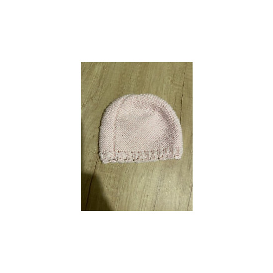 Pale Pink Woolen Knitted Hat Up To One Month  image {1}