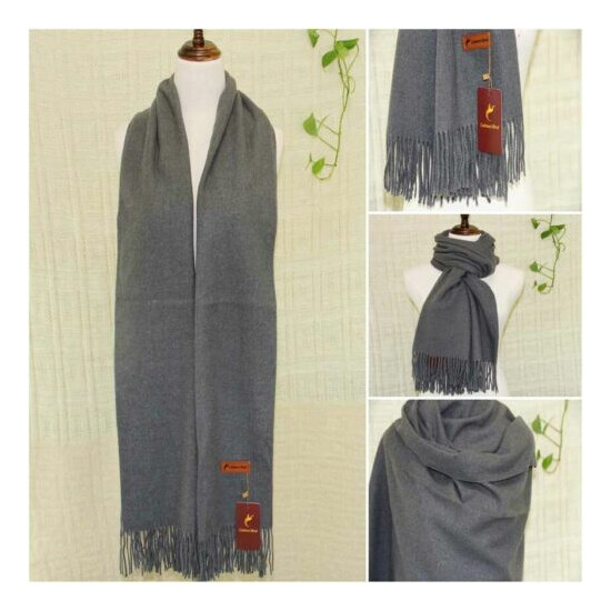 Vintage Man's Solid Long Cashmere Wool Blend Soft Warm Wrap Shawl Scarf Gift 85 image {4}