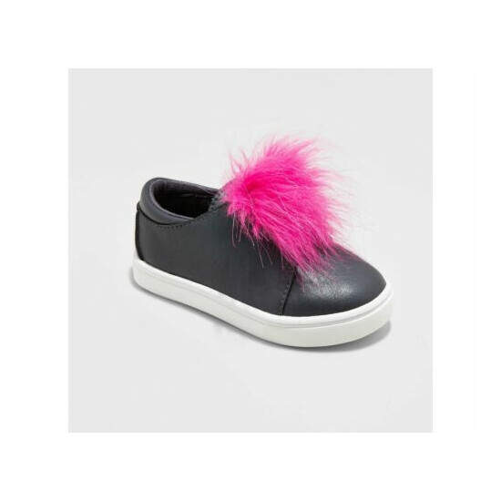 Toddler Girls' Vella Low Top Sneakers Cat & Jack - Pewter NWT Faux Pink Fur image {4}