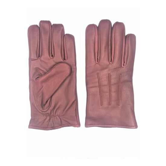 Men's Cognac GENUINE SHEEPSKIN soft leather winter gloves w/ fleece lining  image {1}