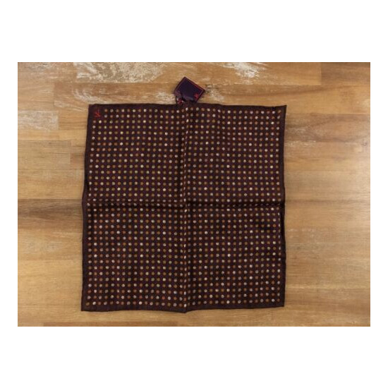 ISAIA Napoli dark red polka dots wool silk mix pocket square authentic - NWT image {1}