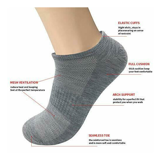 6 Pairs Mens Ankle Socks with Cushion Breathable Low Assorted Colors , Sizes  image {2}